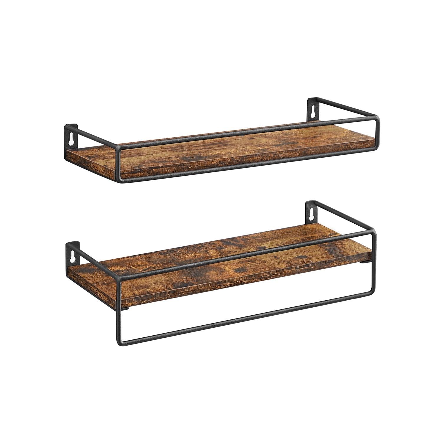 Wandplanken - Set van 2 - Zwevend - Industrieel design - Bruin / Zwart