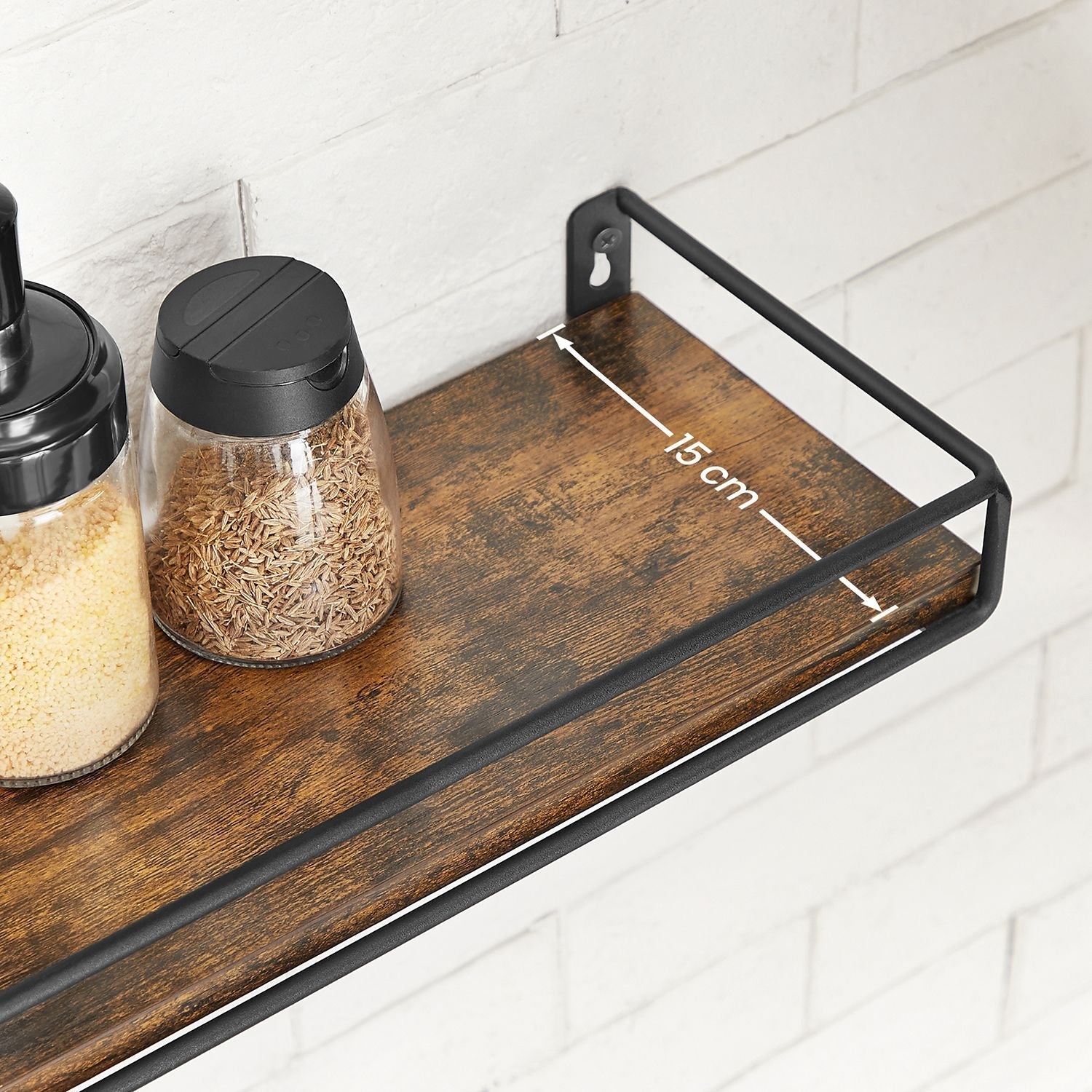 Wandplanken - Set van 2 - Zwevend - Industrieel design - Bruin / Zwart