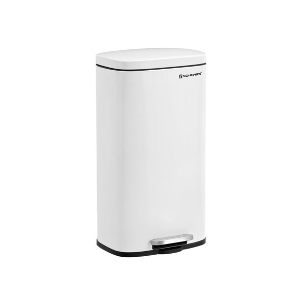 Afvalbak - Stalen pedaalemmer - 30 L - Met softclose deksel - Wit