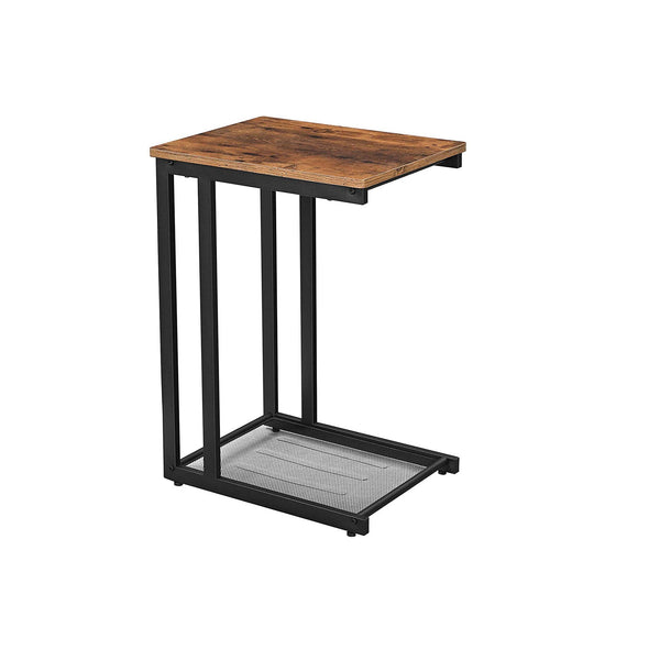 Bijzettafel - Nachtkastje met roosterplank - U-vorm - Bruin/Zwart