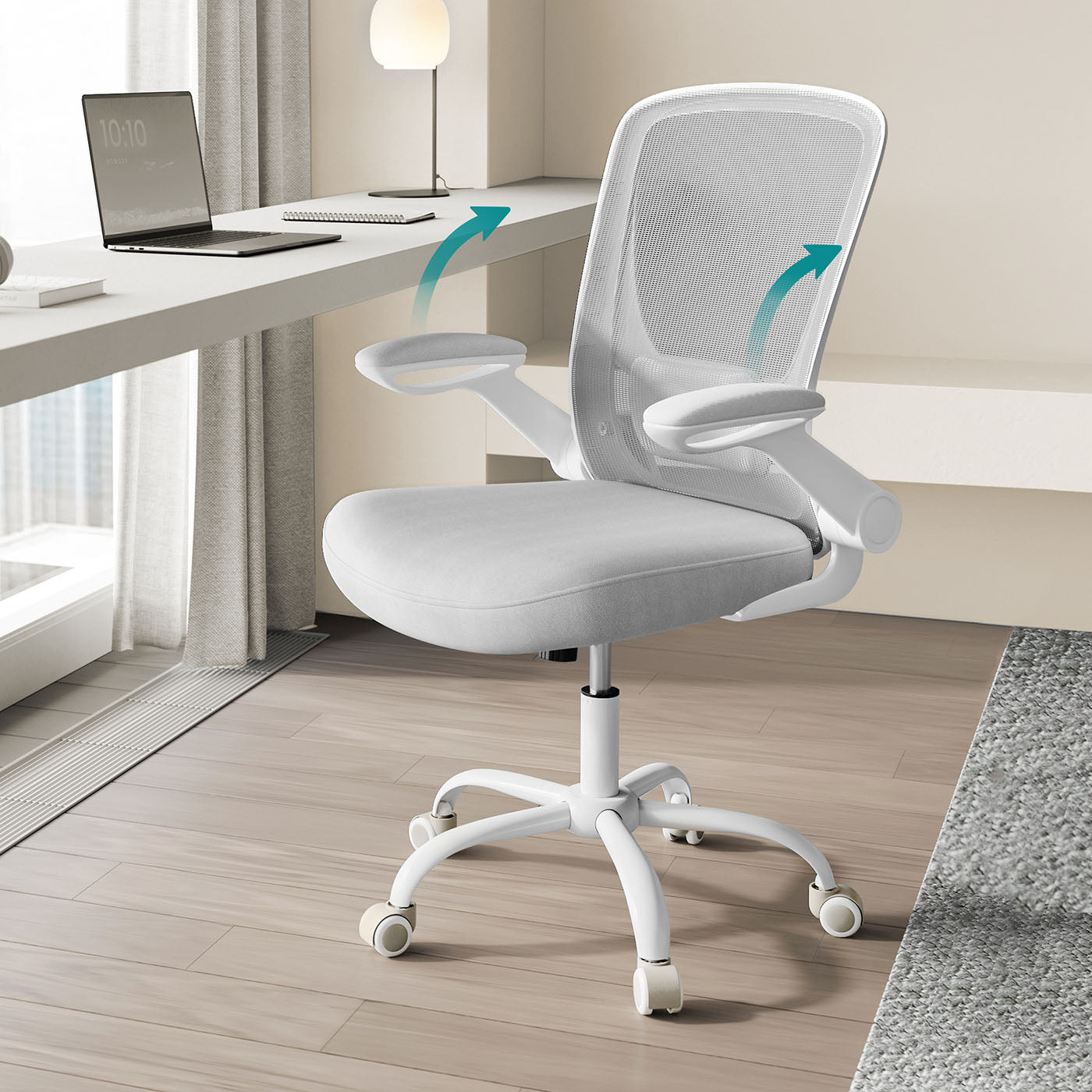 Bureaustoel – ergonomisch – met mesh – cappuccino beige
