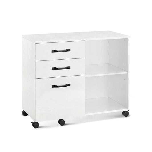Rolcontainer – met 3 laden – op wielen – wit