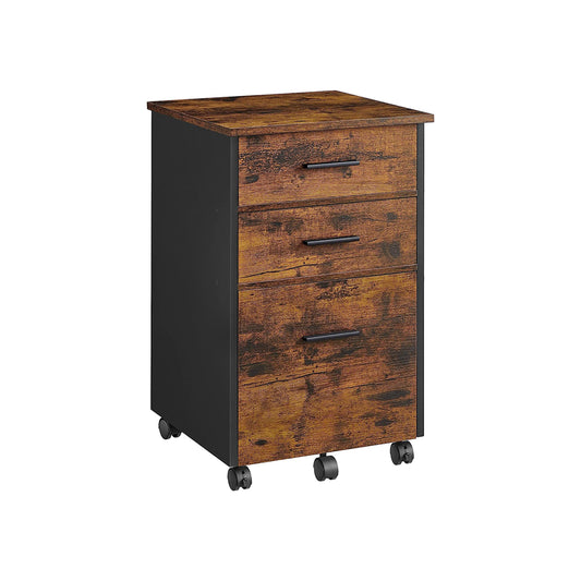 Rolcontainer – 3 lades – vintage bruin-zwart