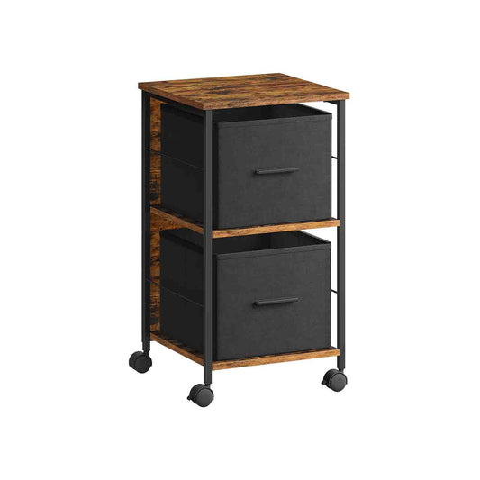 Archiefkast – met 2 laden – vintage bruin-inktzwart