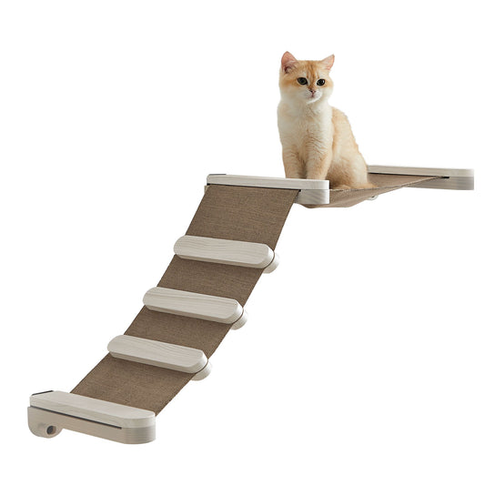 Kattenklimhangmat – muurbevestiging – krabpaal – bruin