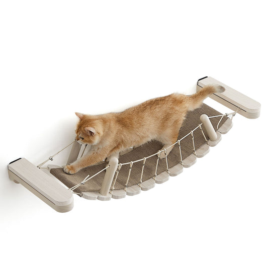 Kattenbrug – krabpalen – wandmontage – bruin