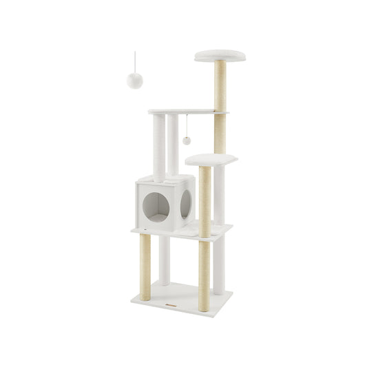 Krabpaal – 165 cm – met krabpalen – wolkwit