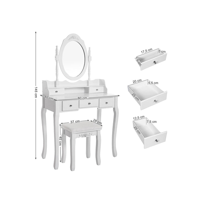 Kaptafelset – 5 lades – wit