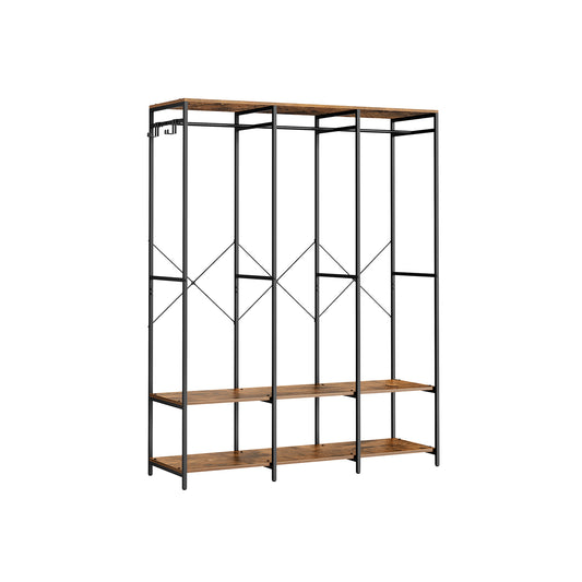Kledingkast – open – met afneembare haken – vintage bruin