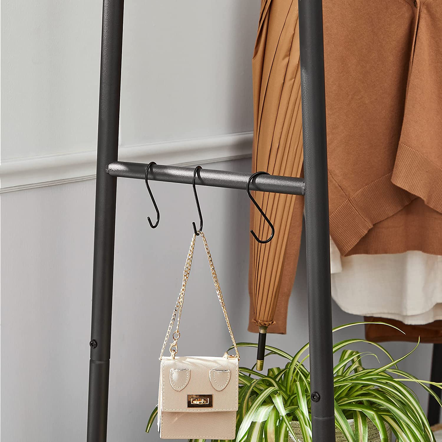 Kledingrek - Kapstok - Garderobe - 2 planken - Stalen frame - Bruin/zwart