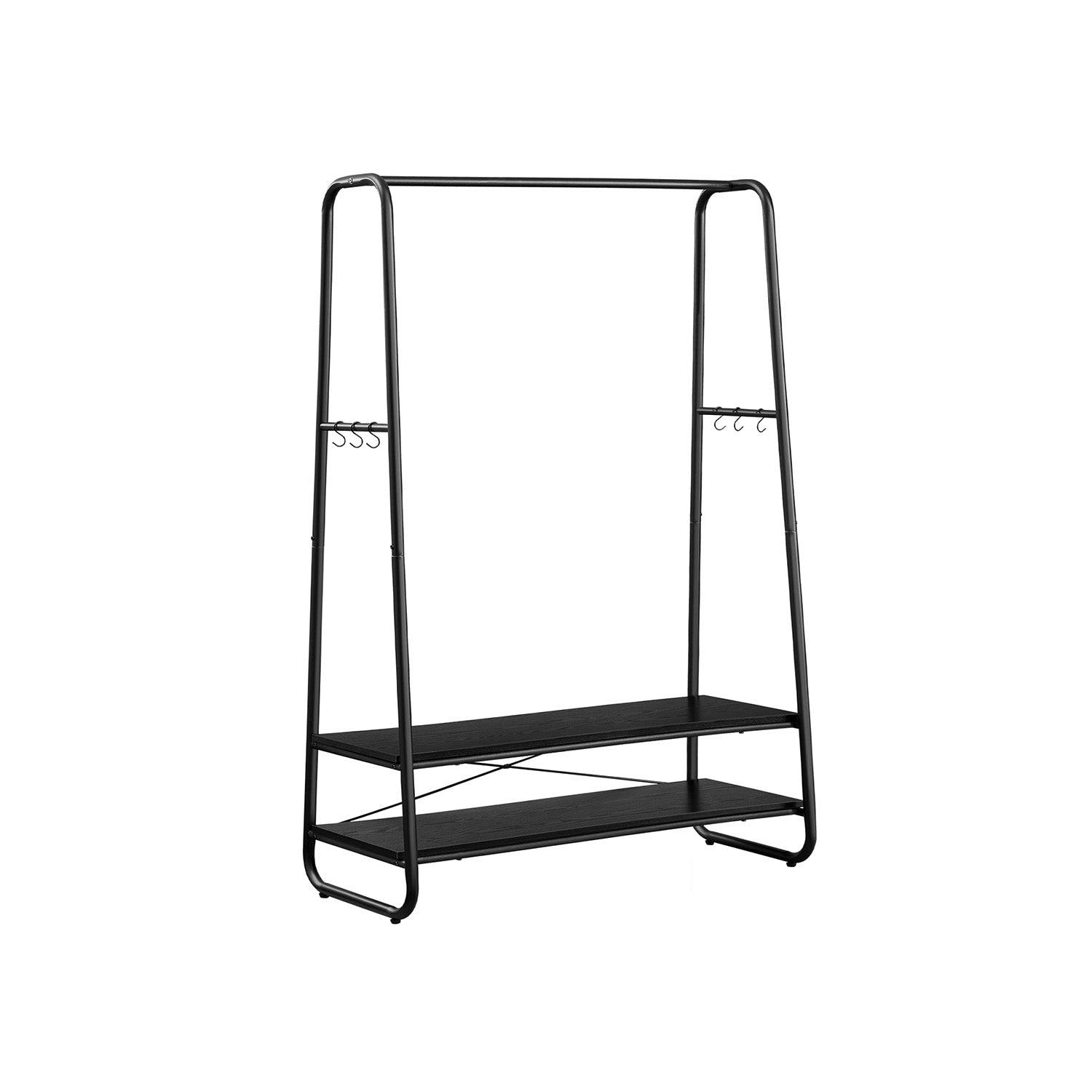 Kledingrek - Kapstok - Garderobe - 2 planken - Stalen frame - Bruin/zwart