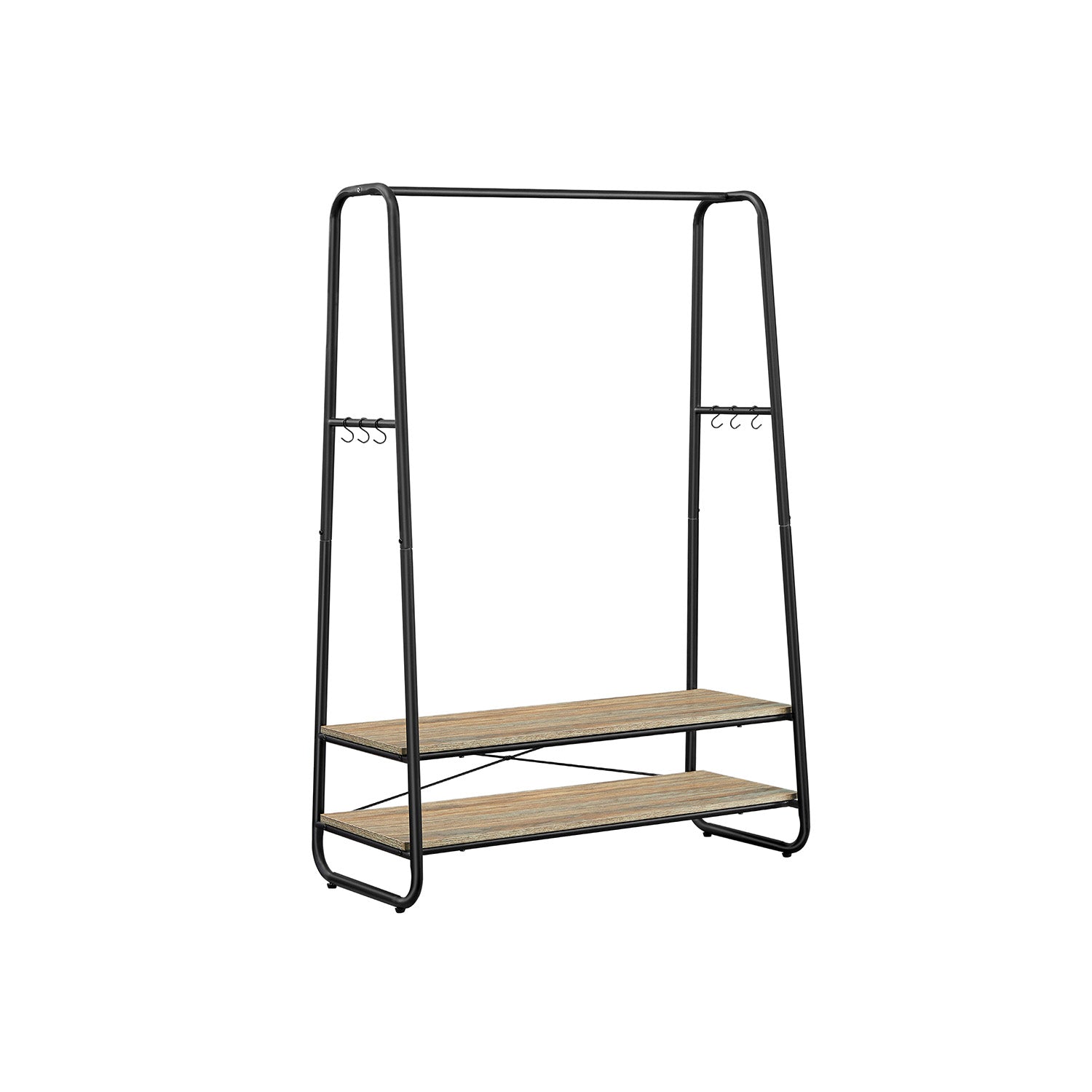 Kledingrek - Kapstok - Garderobe - 2 planken - Stalen frame - Bruin/zwart