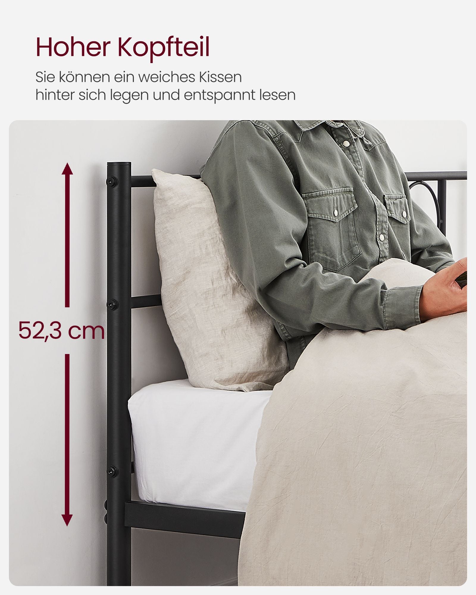 Bed 140 × 200 cm – gemaakt van inktzwart metaal