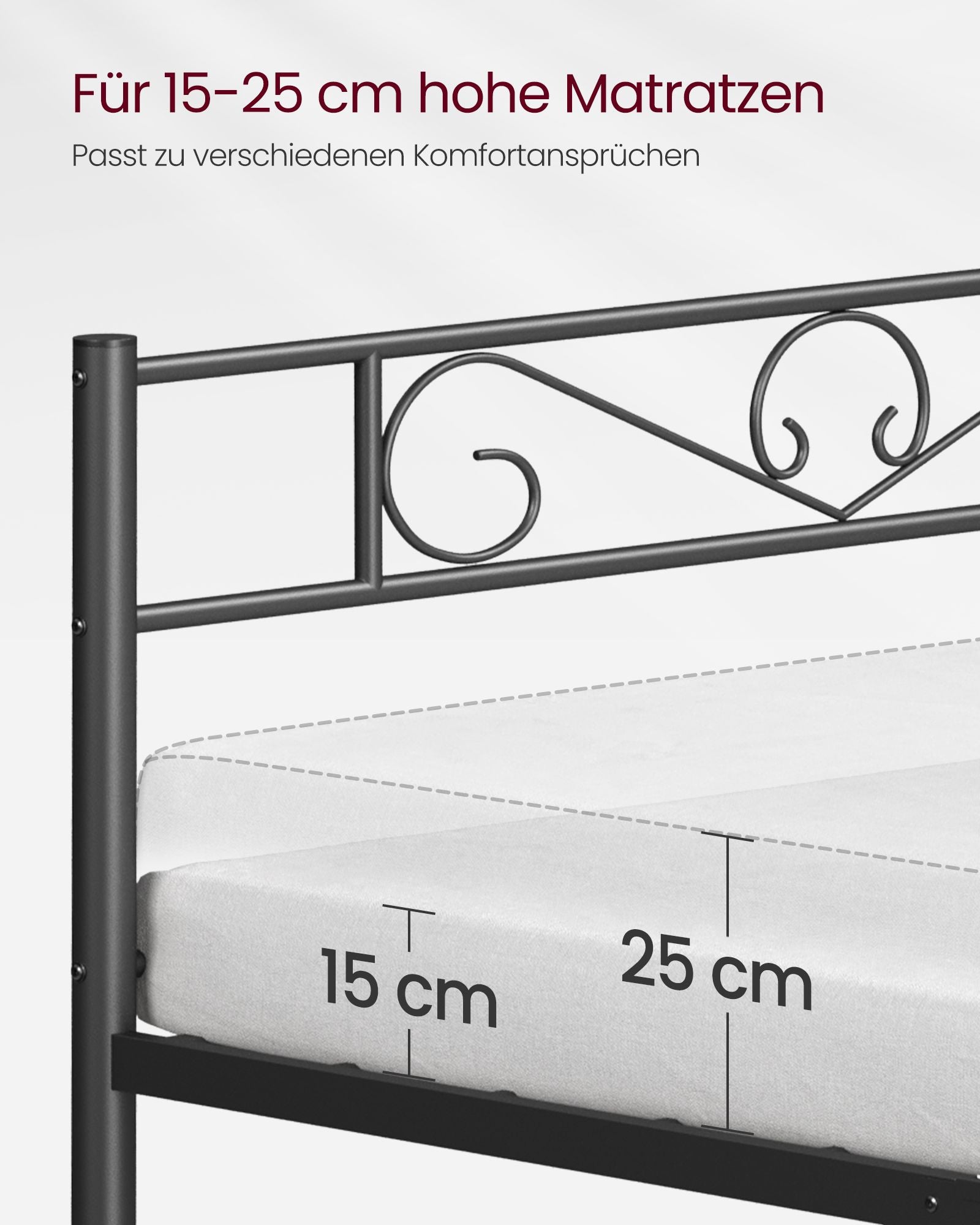 Bed 140 × 200 cm – gemaakt van inktzwart metaal