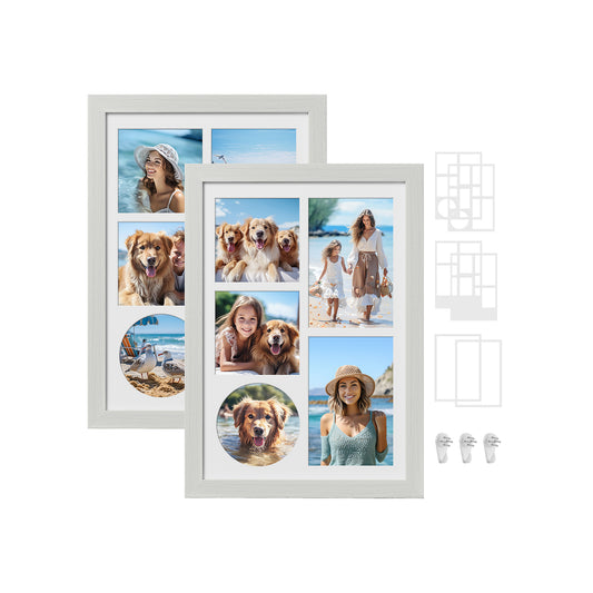 Fotolijst – A4 – met traceless wandhaken – vintage wit