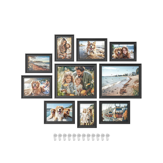 Fotolijst – 16 houders – hangend – glas – aszwart
