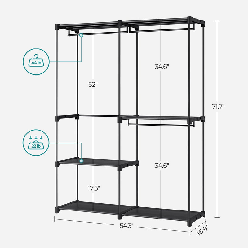 Garderobekast - Opvouwbare kledingkast - 112 x 43 x 165 cm - Zwart