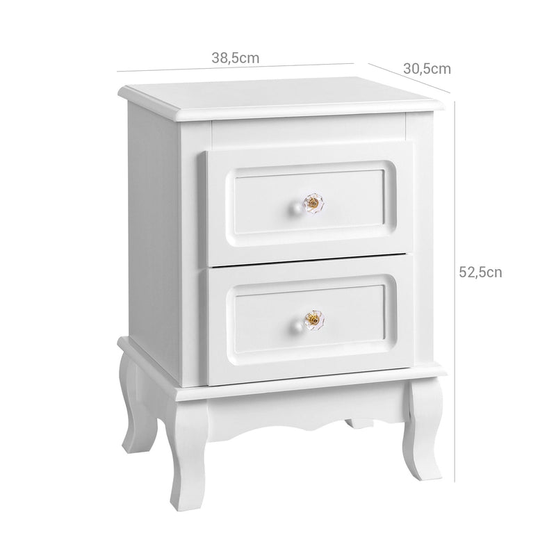 Nachtkastjes – set van 2 – met elk 2 lades – wit