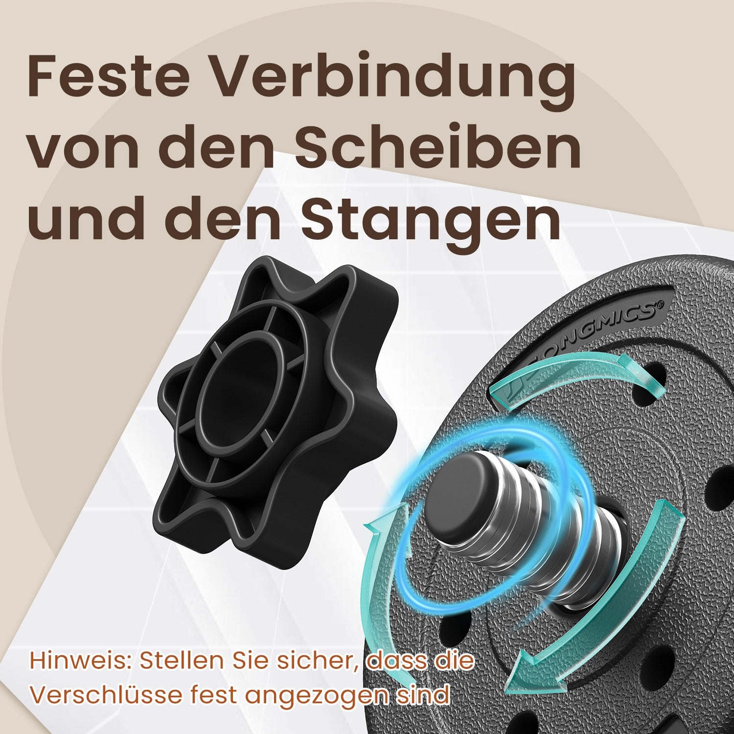 2-in-1 halterset – Dumbbells met stalen verbindingsbuis, 2 x 15 kg, inktzwart