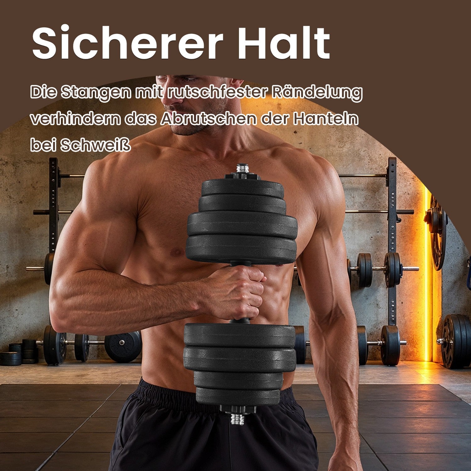 2-in-1 halterset – Dumbbells met stalen verbindingsbuis, 2 x 15 kg, inktzwart