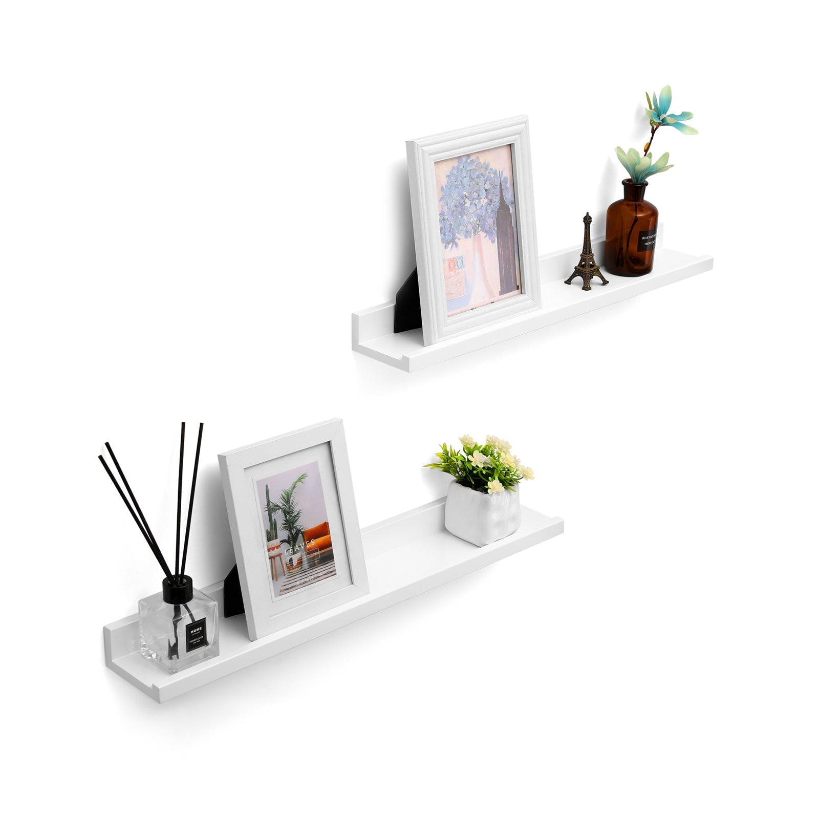 Zwevende planken – set van 2 – glanzend wit