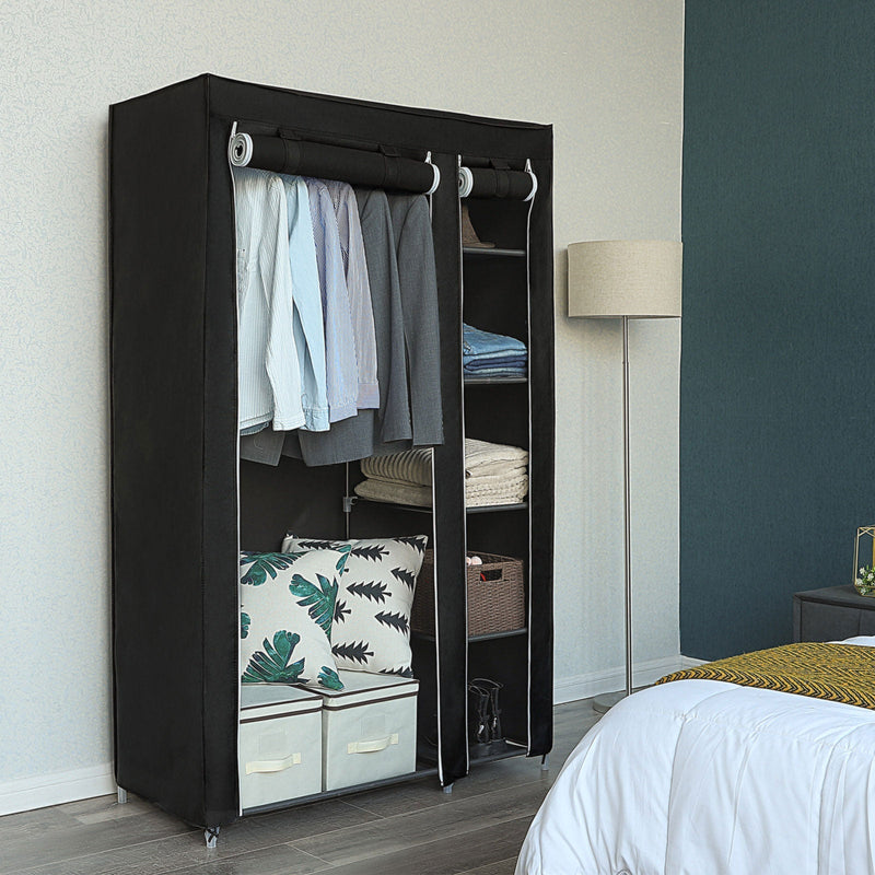 Kledingkast – stoffen kast – 175 x 110 cm – zwart