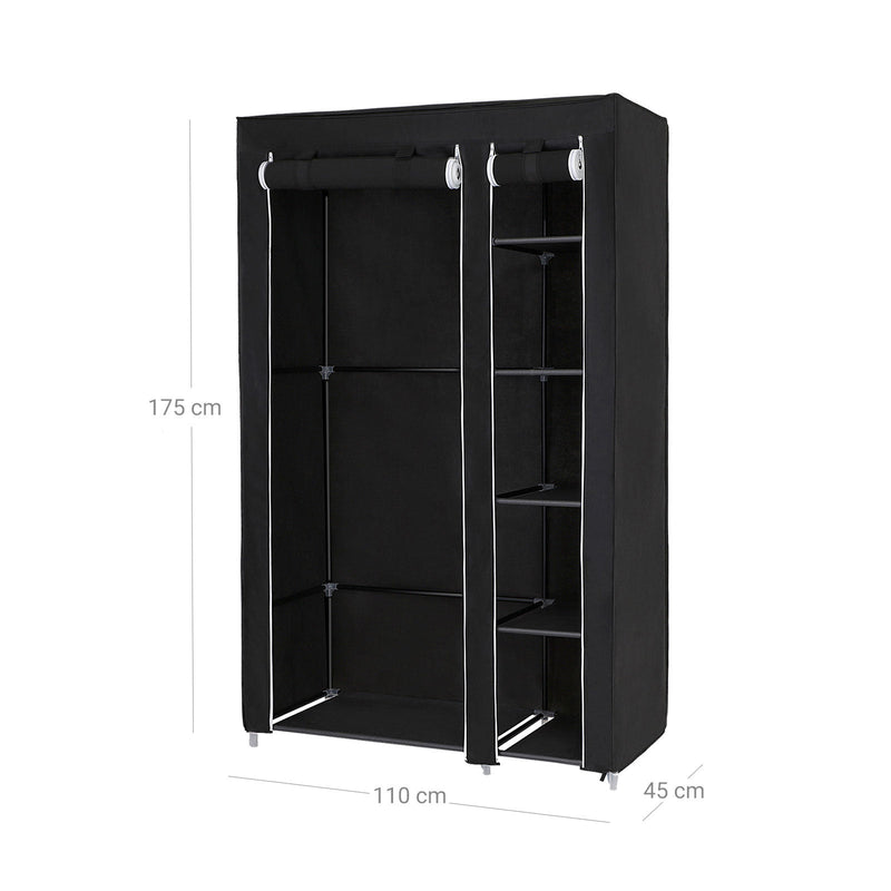 Kledingkast – stoffen kast – 175 x 110 cm – zwart