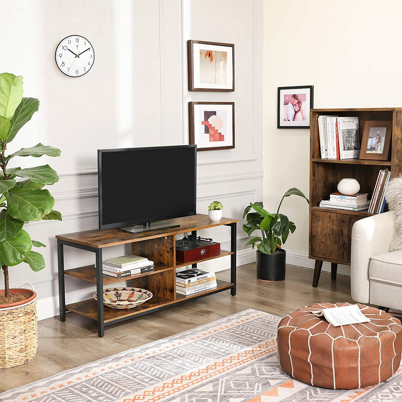 TV-rek - Salontafel - Met 4 planken - Industrieel ontwerp - Donkerbruin