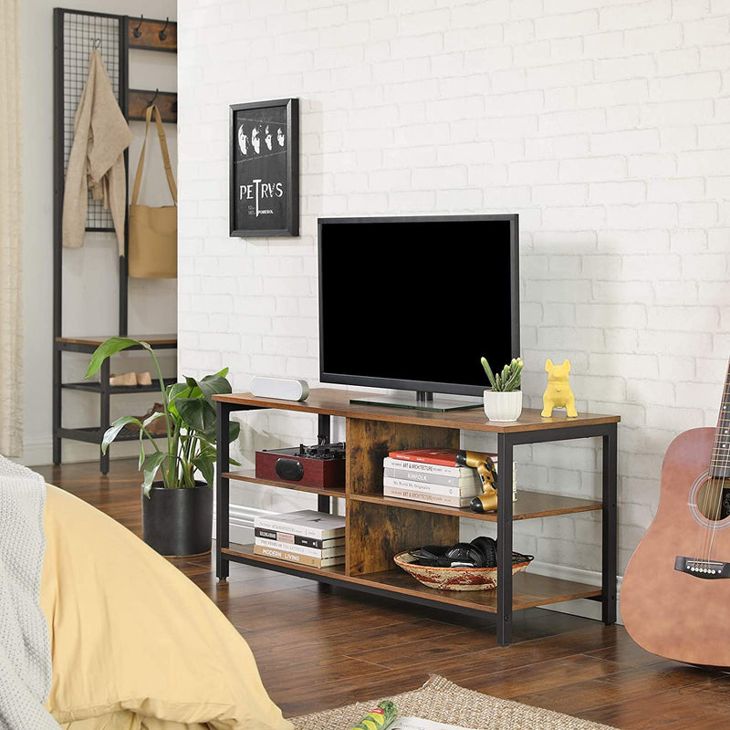 TV-rek - Salontafel - Met 4 planken - Industrieel ontwerp - Donkerbruin