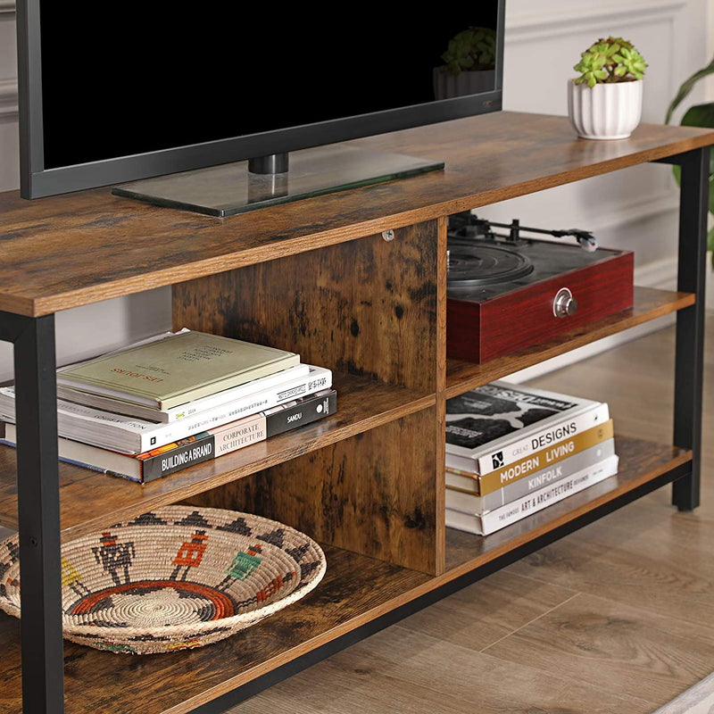 TV-rek - Salontafel - Met 4 planken - Industrieel ontwerp - Donkerbruin