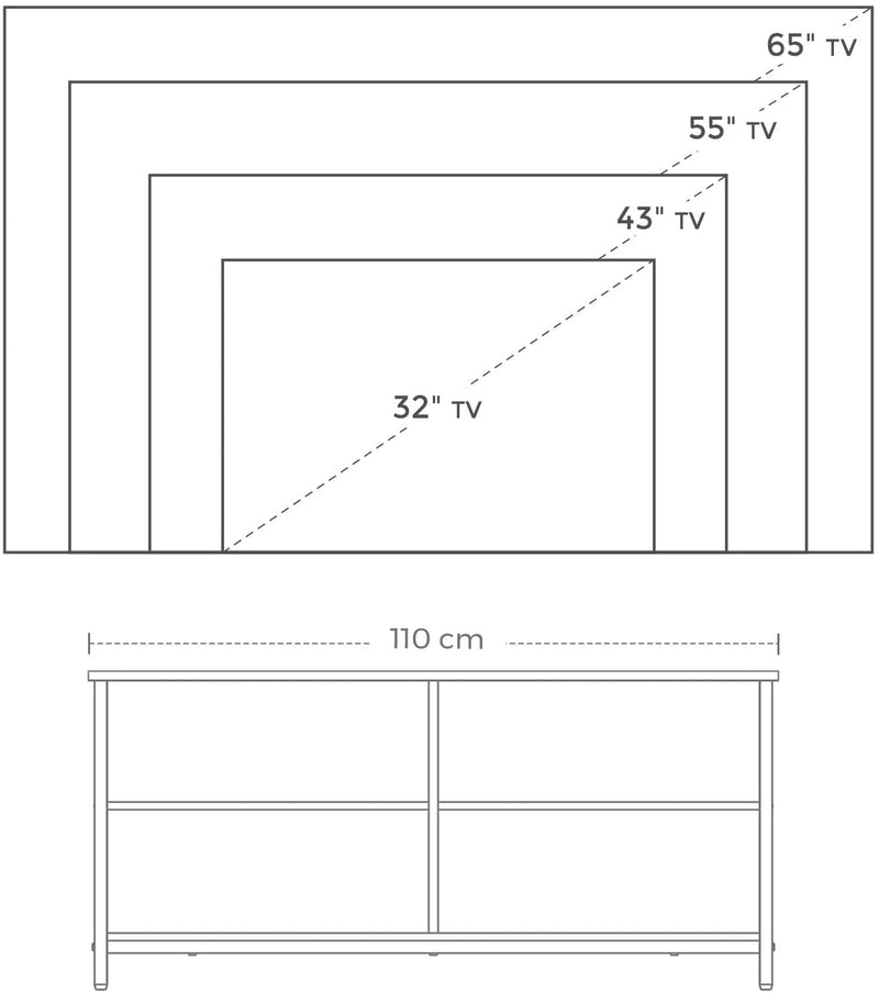 TV-rek - Salontafel - Met 4 planken - Industrieel ontwerp - Donkerbruin