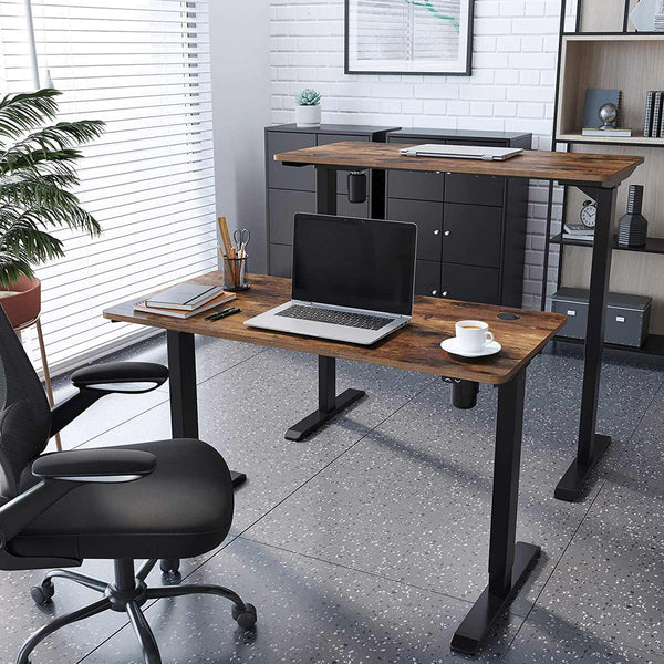 Elektrisch Bureau - In hoogte verstelbaar - Met houten blad en metalen frame - Meerdere standen