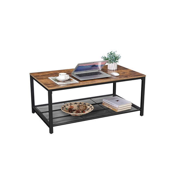 Salontafel - Industrieel ontwerp - Met roosterblad - Bruin/Zwart