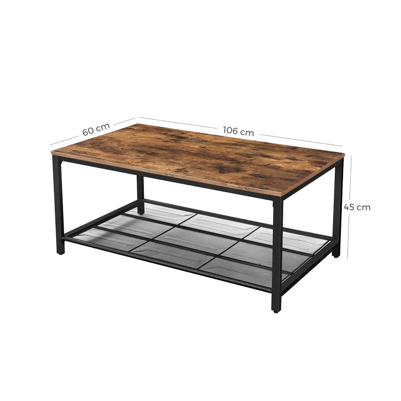 Salontafel - Industrieel ontwerp - Met roosterblad - Bruin/Zwart