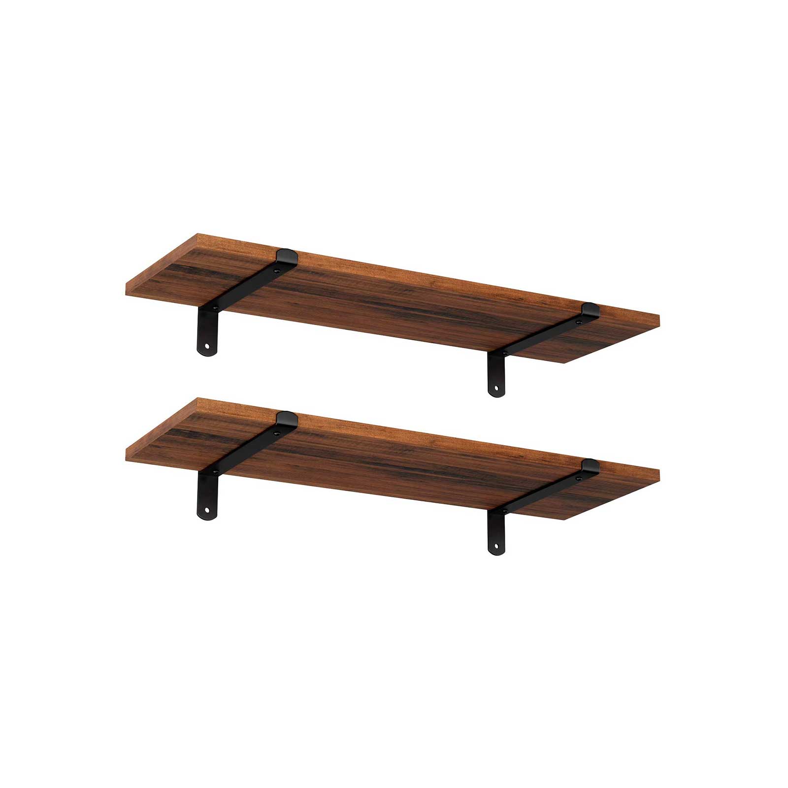 Wandplanken - Set van 2 - Zwevende planken - Industrieel design - Bruin/Zwart
