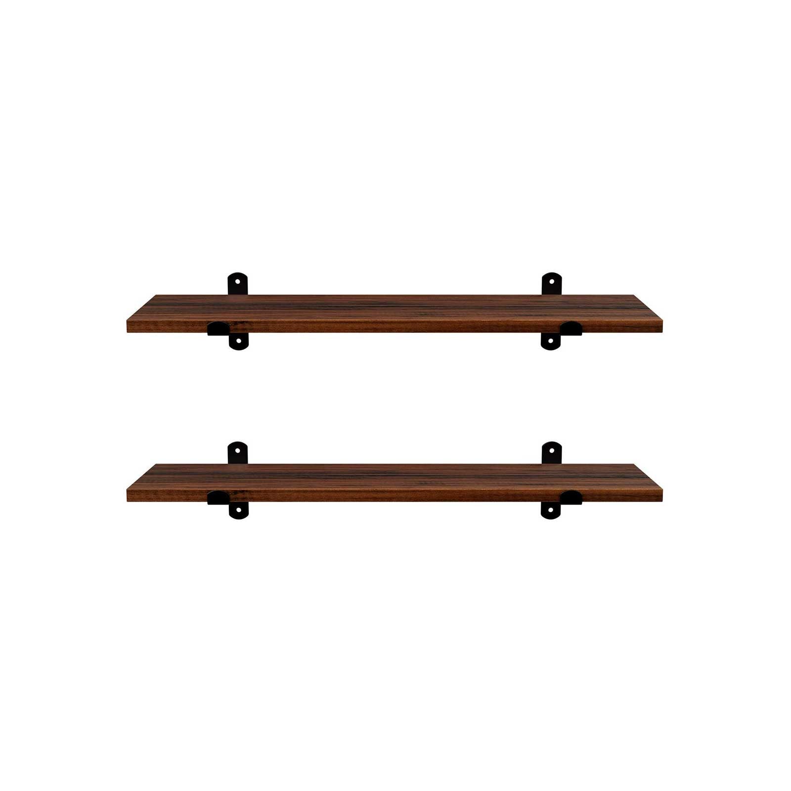 Wandplanken - Set van 2 - Zwevende planken - Industrieel design - Bruin/Zwart