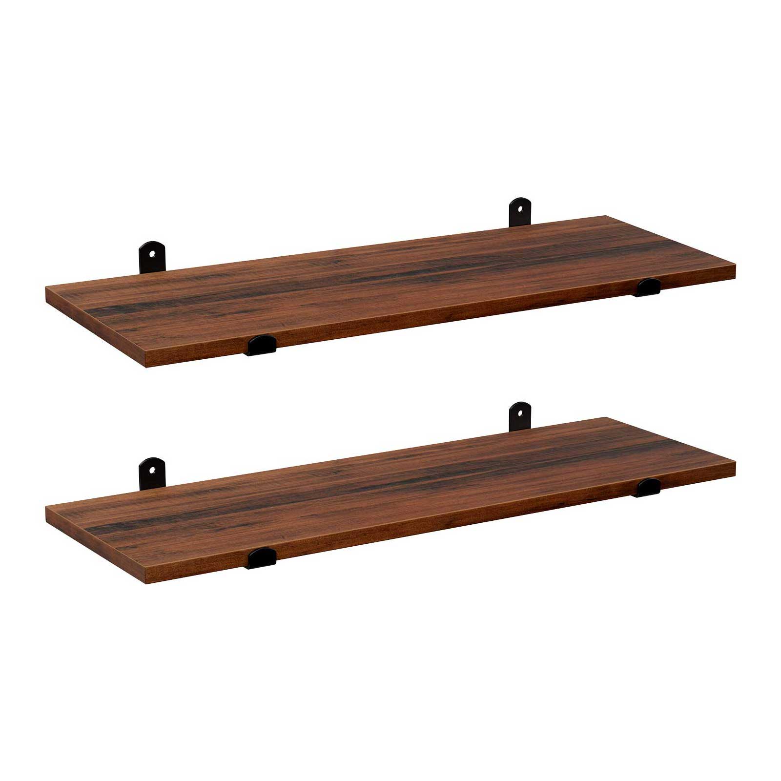Wandplanken - Set van 2 - Zwevende planken - Industrieel design - Bruin/Zwart