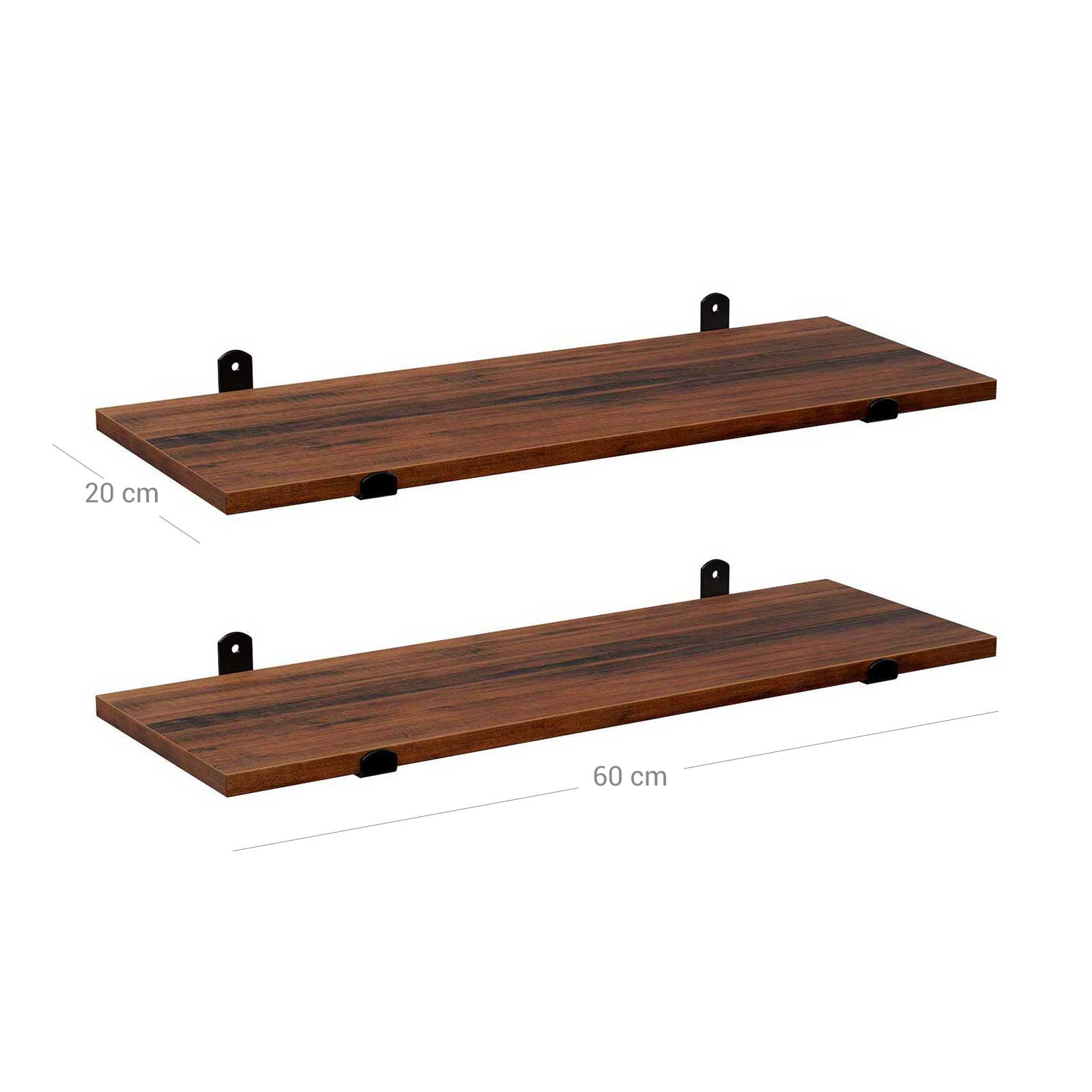 Wandplanken - Set van 2 - Zwevende planken - Industrieel design - Bruin/Zwart