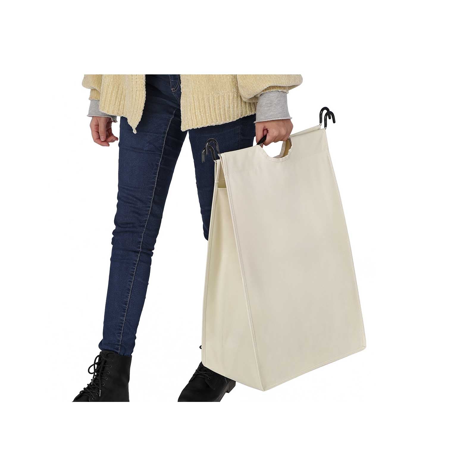 Wasmand – wassorteerder – 3 vakken – uitneembare zakken – beige